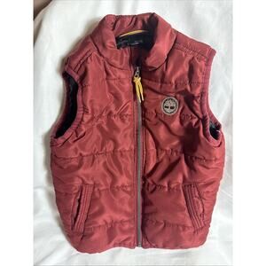 Timberland Puffer Vest Size 3T Toddler Full Zip Front Pockets Sleeveless Maroon